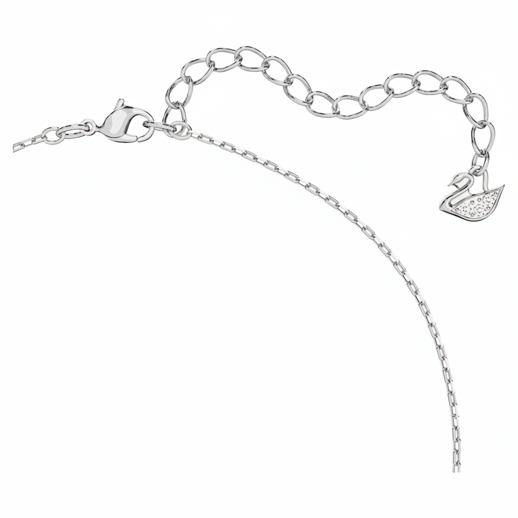 Swarovski Una pendant Octagon cut, White, Rhodium plated -Swarovski