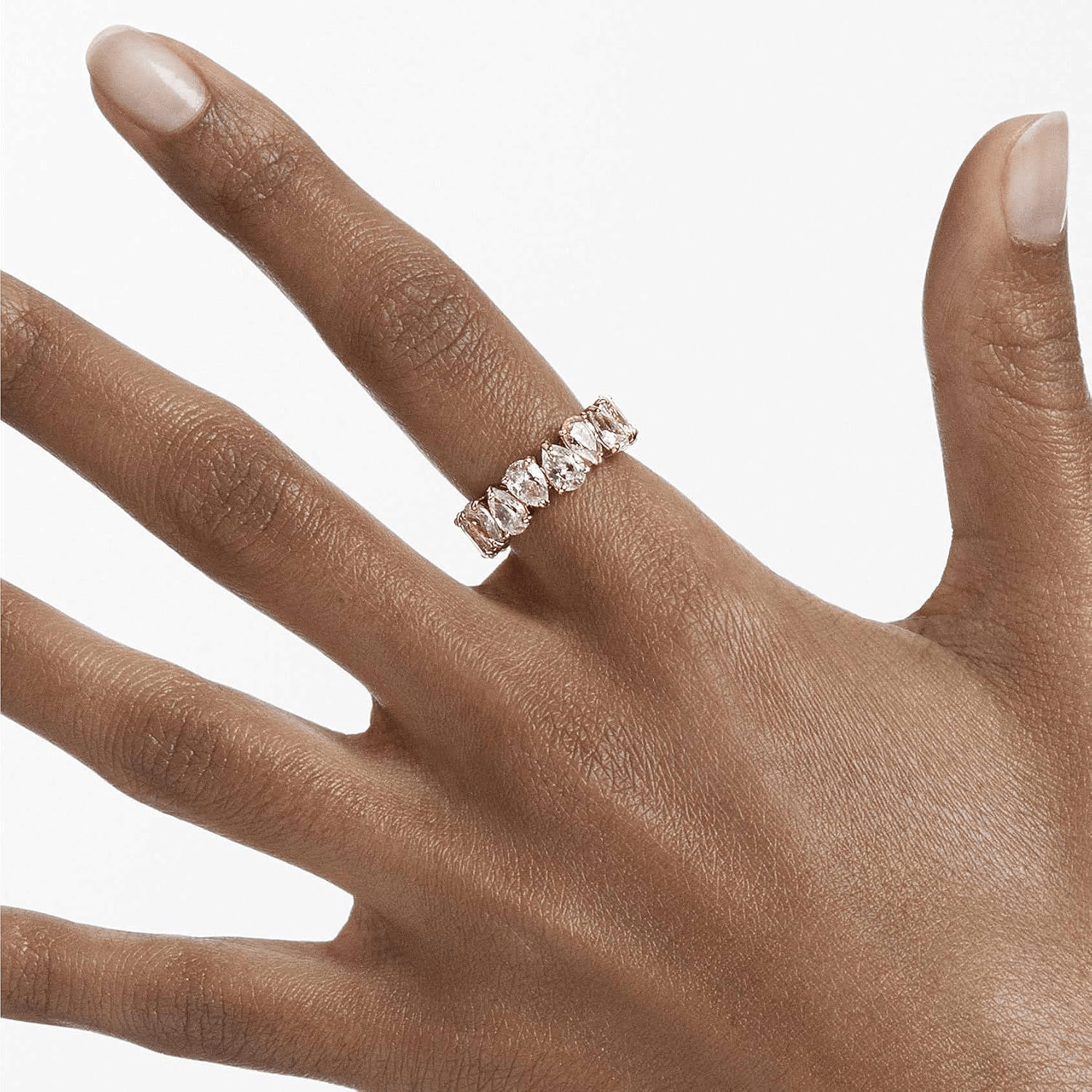 Swarovski Vittore Rose Gold Tone Pear Cut Crystal Ring -Swarovski