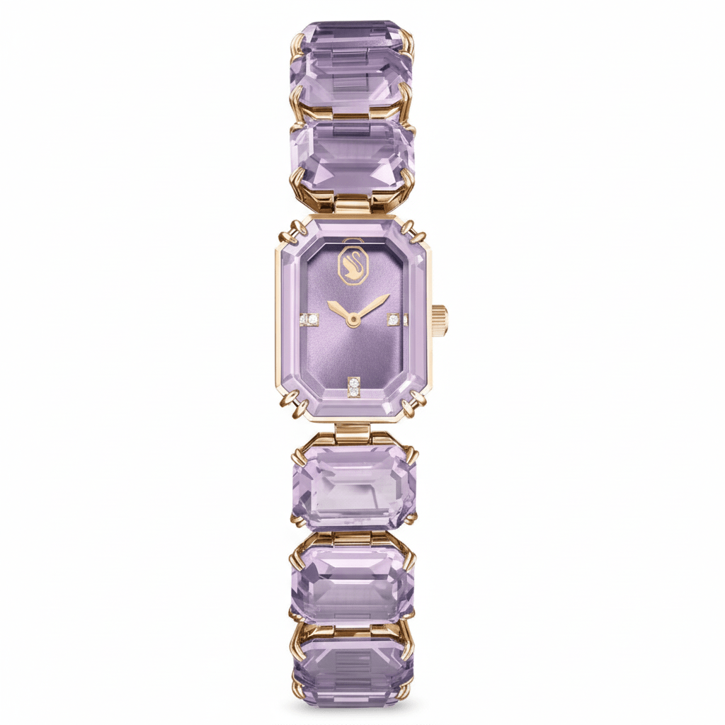 Swarovski Watch, Octagon Cut Bracelet, Purple, Champagne Gold-tone Finish -Swarovski