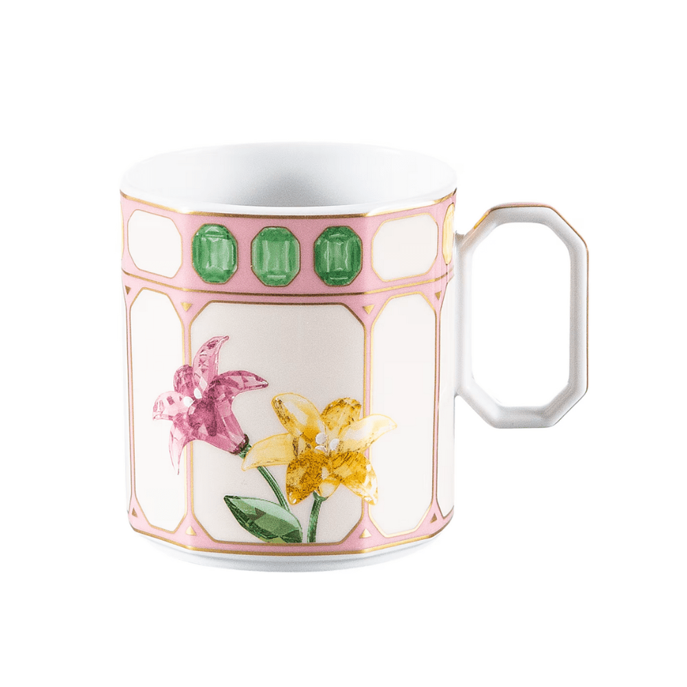 Swarovski x Rosenthal Idyllia coffee cup with saucer Porcelain, Crystal print motif, Flower, Multicolored -Rosenthal