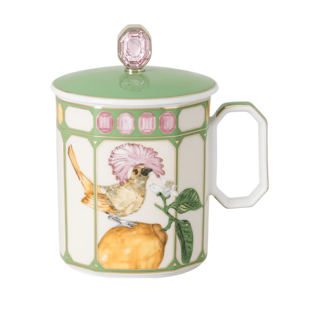 Swarovski x Rosenthal Idyllia mug Porcelain, Crystal print motif, Flycatcher -Rosenthal