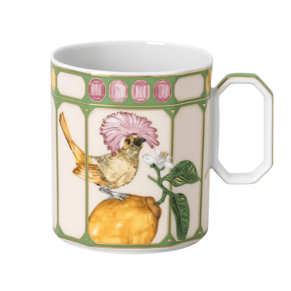 Swarovski x Rosenthal Idyllia mug Porcelain, Crystal print motif, Flycatcher -Rosenthal