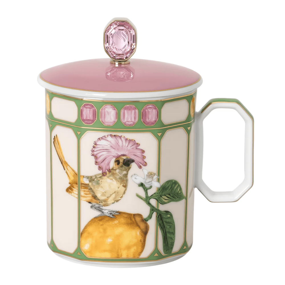 Swarovski x Rosenthal Idyllia mug Porcelain, Crystal print motif, Flycatcher -Rosenthal
