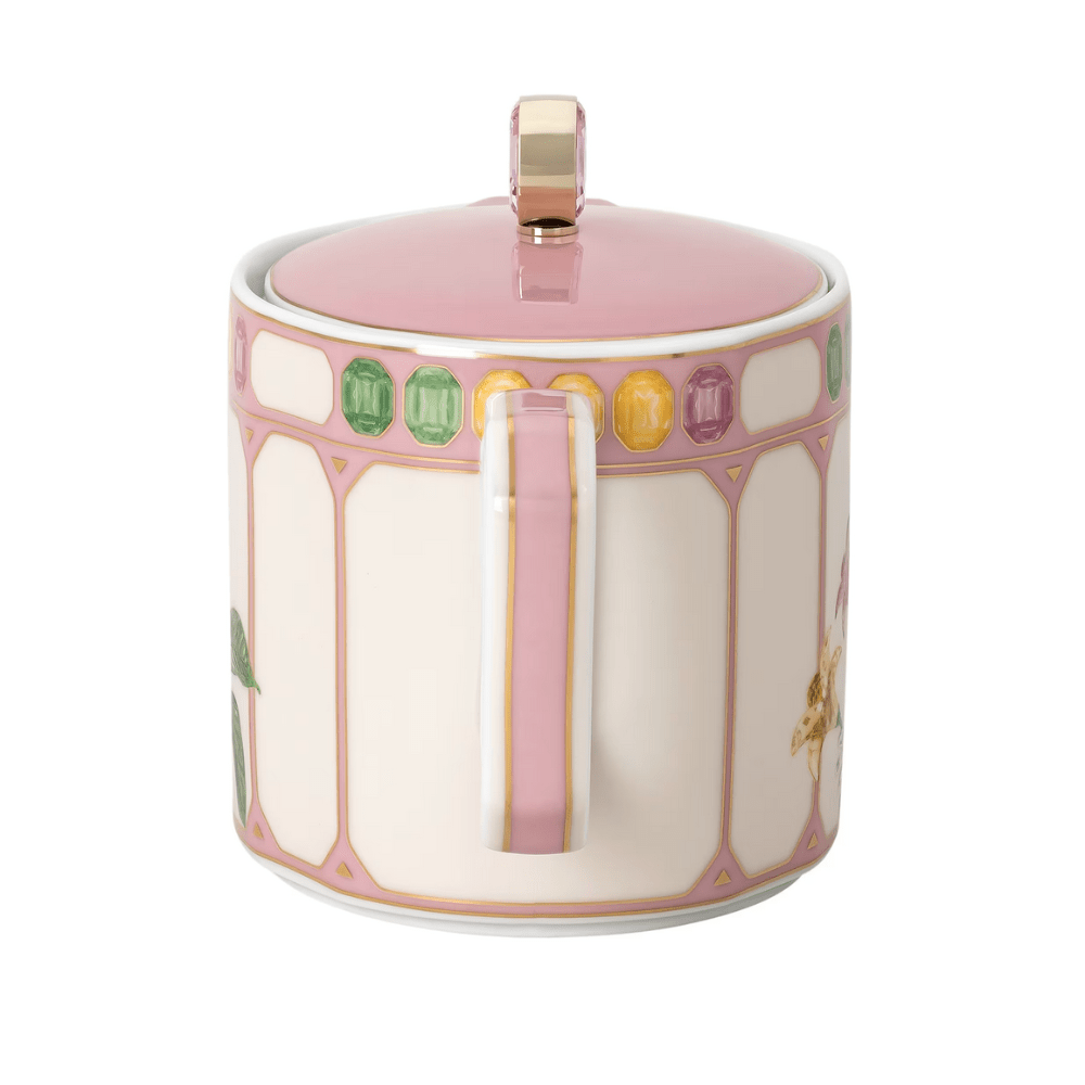 Swarovski x Rosenthal Idyllia teapot Porcelain, Crystal print motif, Flycatcher, Small, Multicolored -Rosenthal