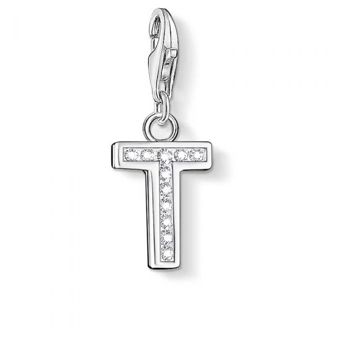 Thomas Sabo Charm Club Charm T Sterling Silver & C.Z. White 0242-051-1 -Thomas Sabo