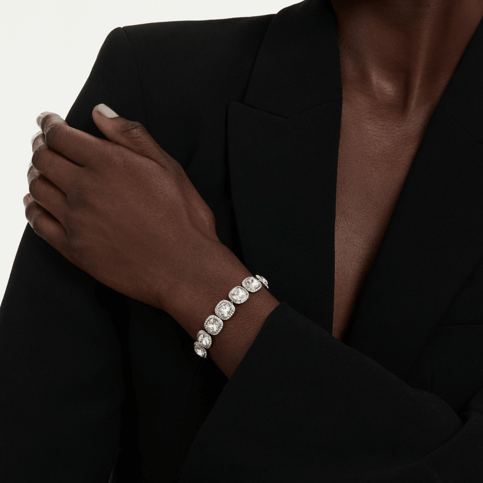 Una Angelic bracelet, Cushion cut, White, Rhodium plated -Swarovski