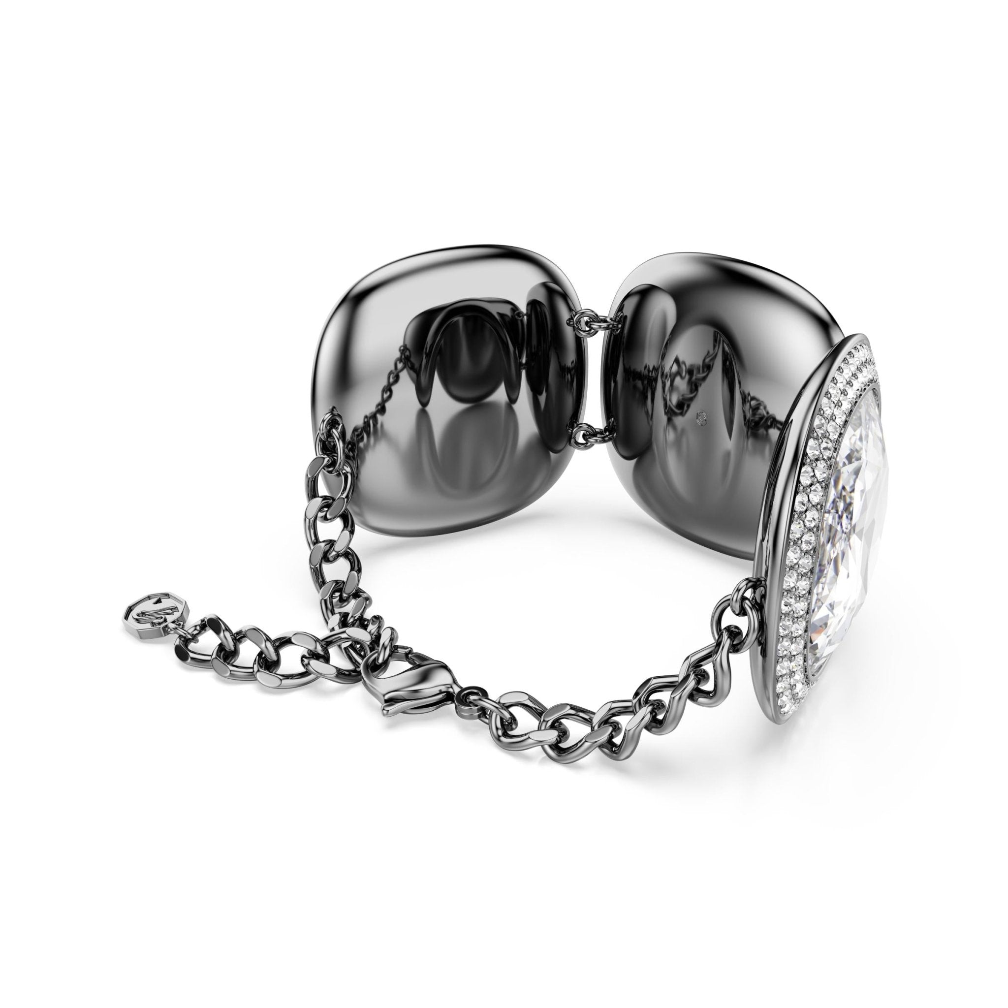 Una Angelic bracelet, Cushion cut, White, Ruthenium plated -Swarovski