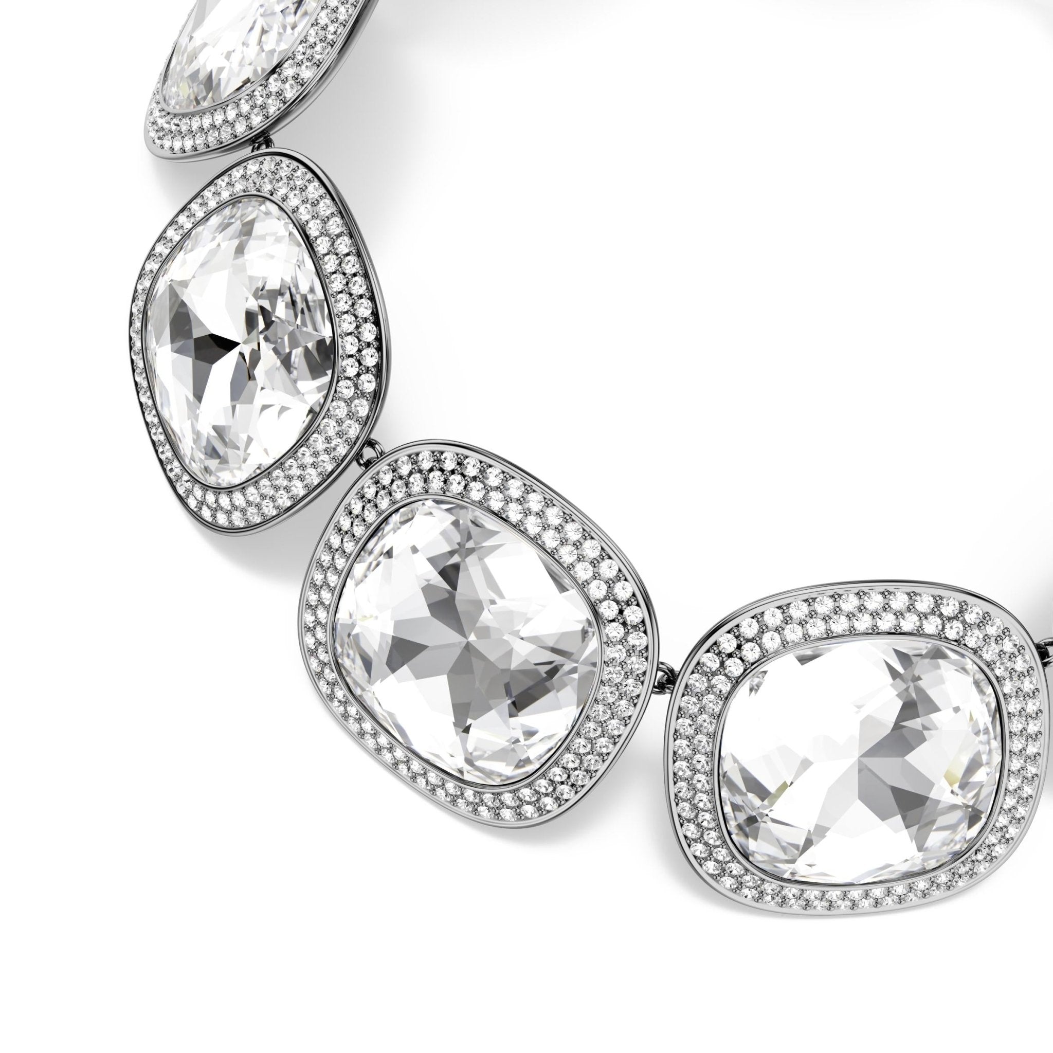 Una Angelic choker, Cushion cut, White, Ruthenium plated -Swarovski