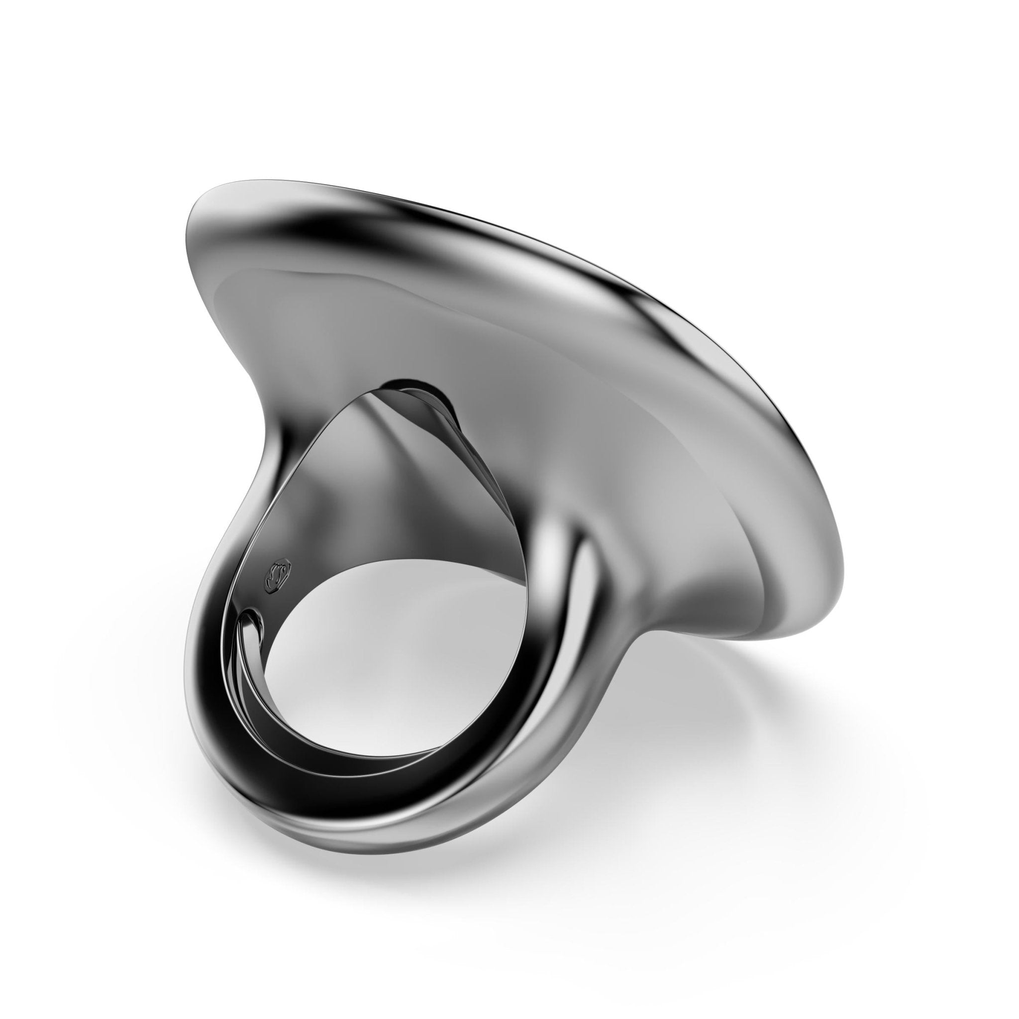 Una Angelic cocktail ring, Cushion cut, White, Ruthenium plated -Swarovski
