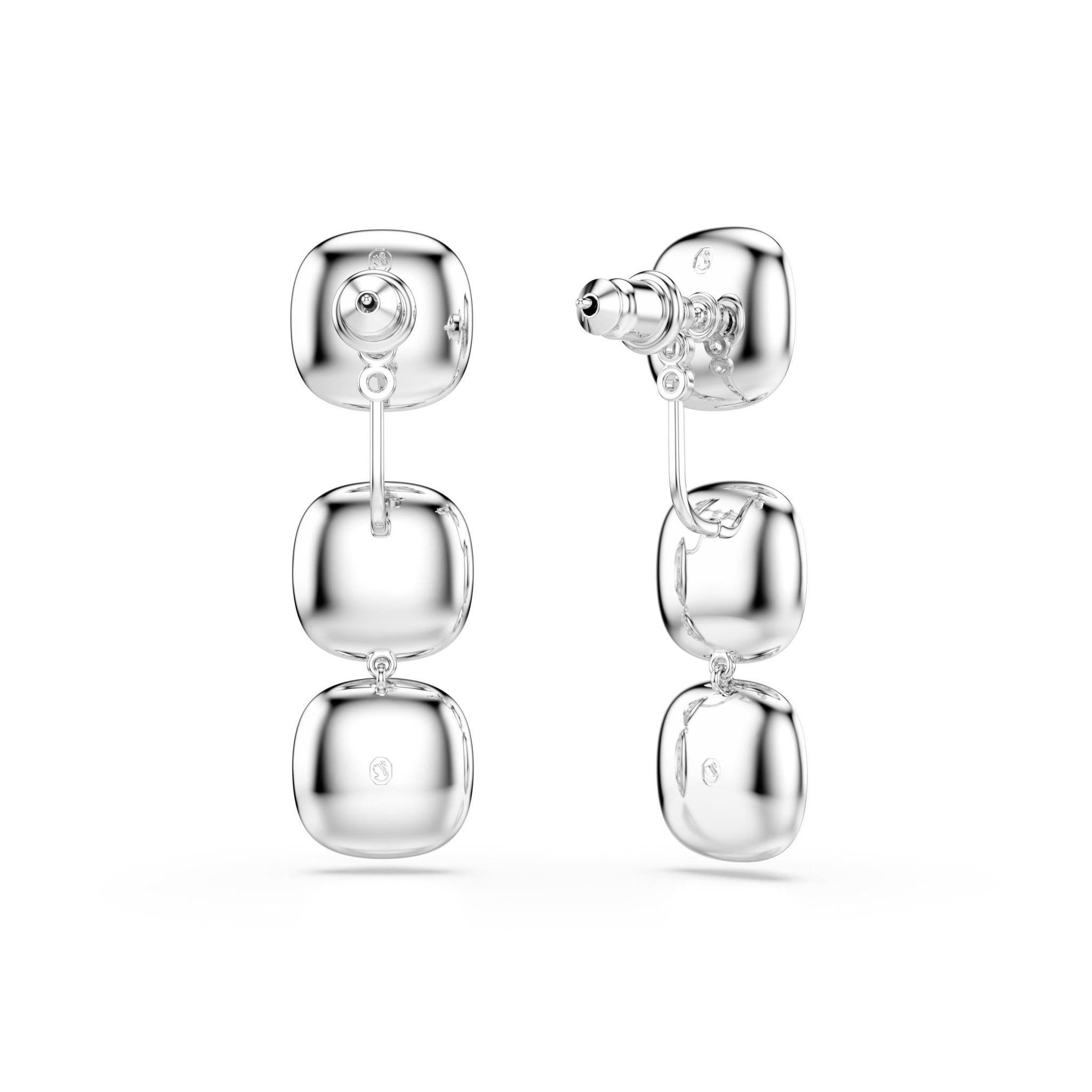 Una Angelic earrings, Cushion cut, White, Rhodium plated -Swarovski