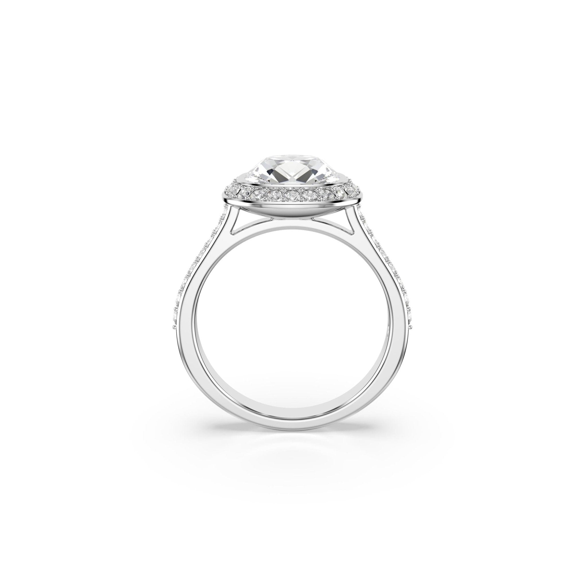 Una Angelic halo ring, Cushion cut, White, Rhodium plated -Swarovski