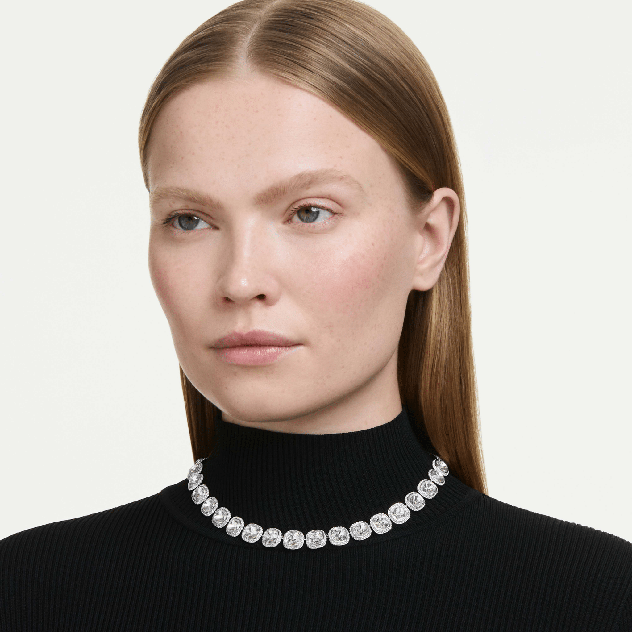Una Angelic necklace, Cushion cut, White, Rhodium plated -Swarovski