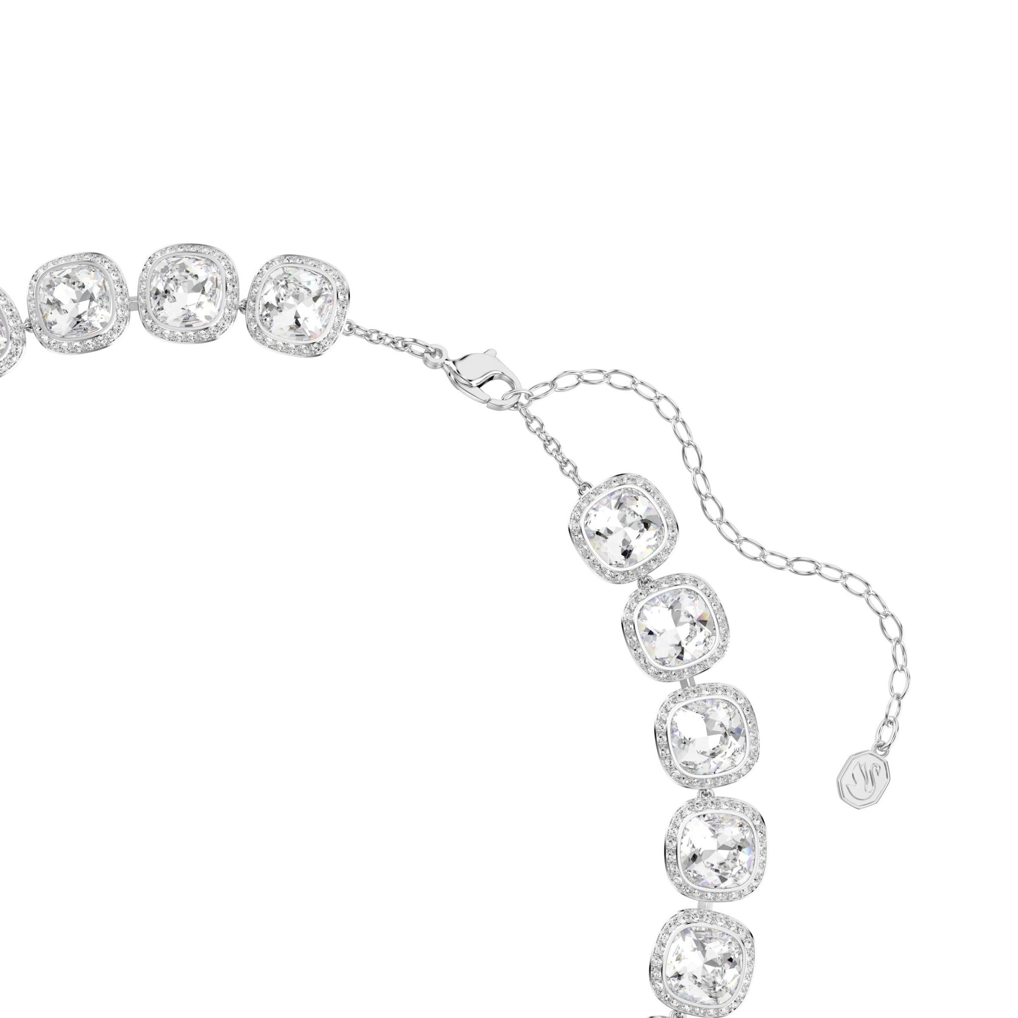 Una Angelic necklace, Cushion cut, White, Rhodium plated -Swarovski