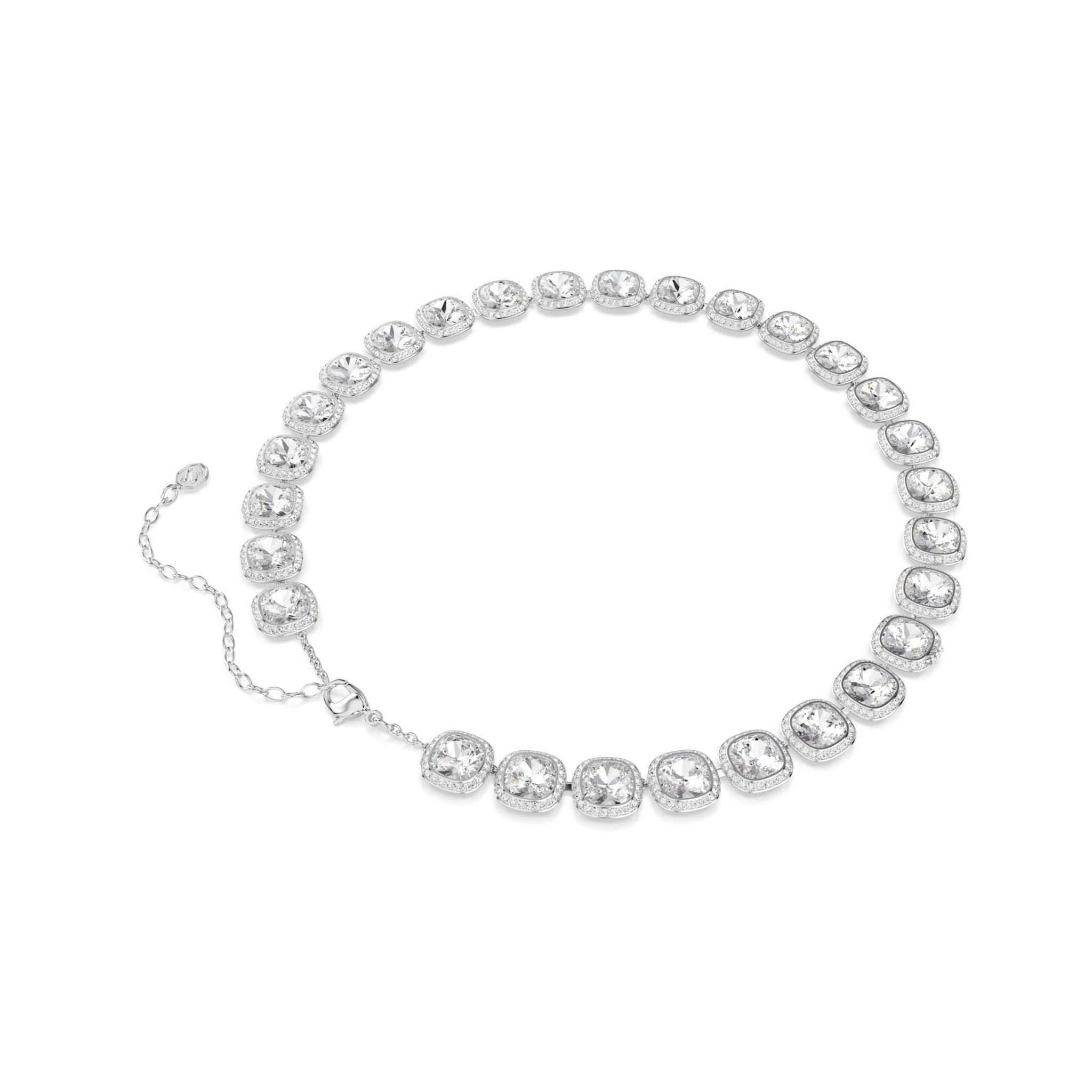 Una Angelic necklace, Cushion cut, White, Rhodium plated -Swarovski