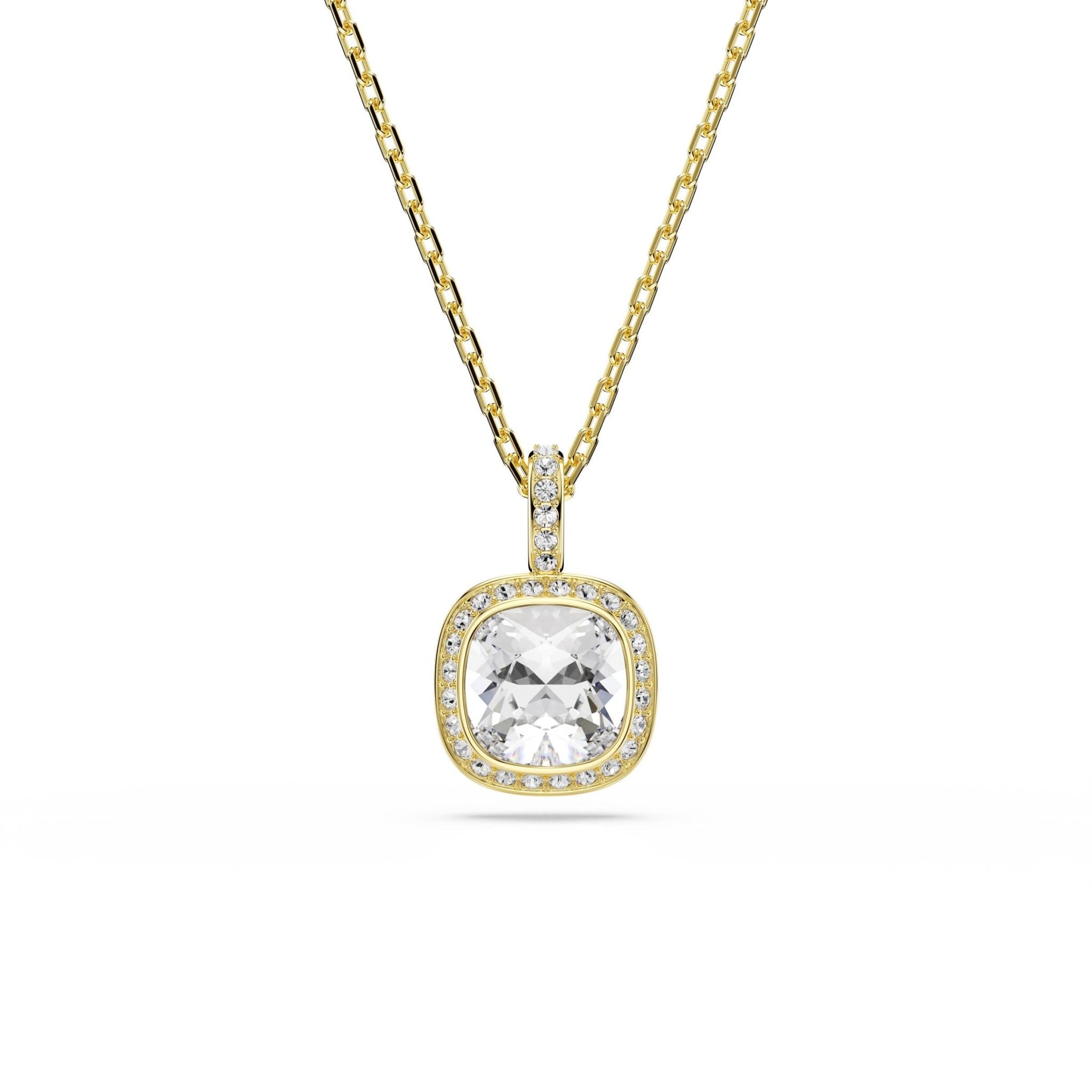 Una Angelic pendant, Cushion cut, White, 18K gold finish -Swarovski