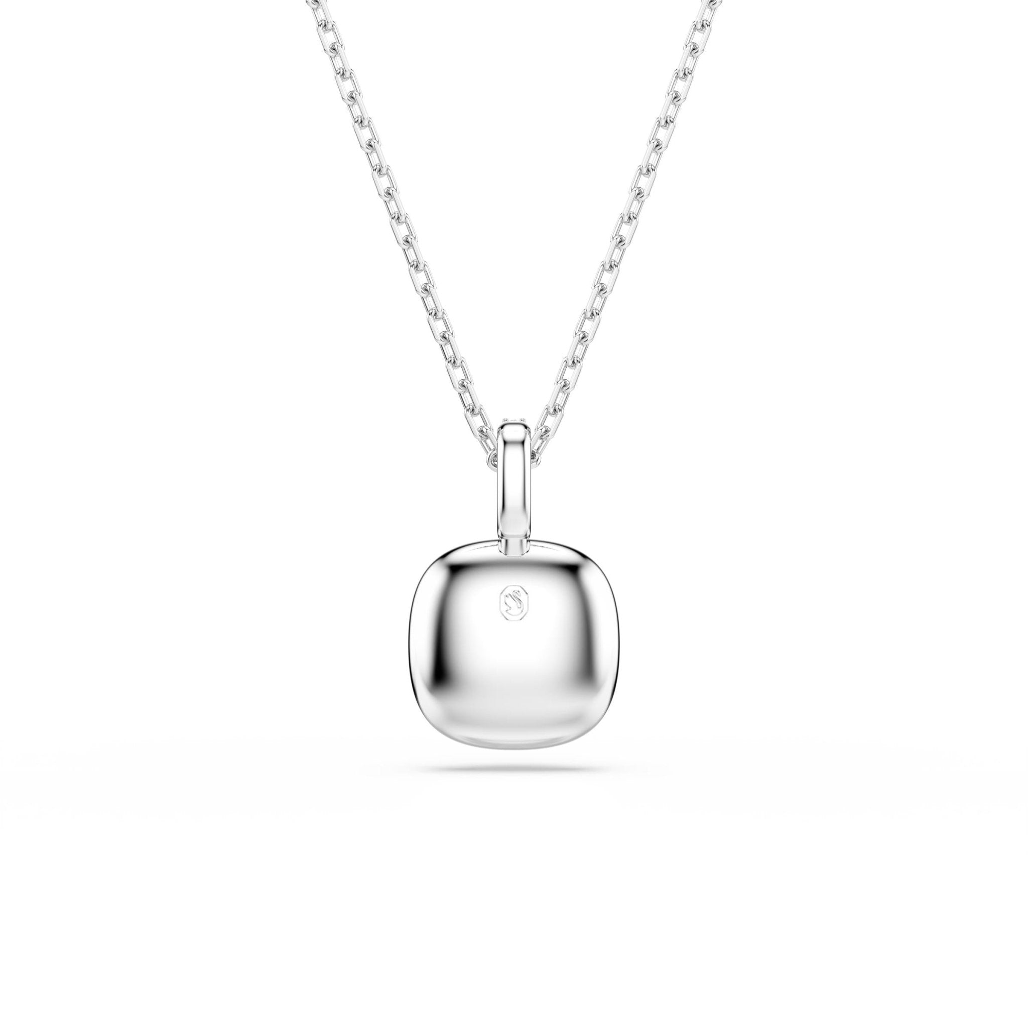 Una Angelic pendant, Cushion cut, White, Rhodium plated -Swarovski