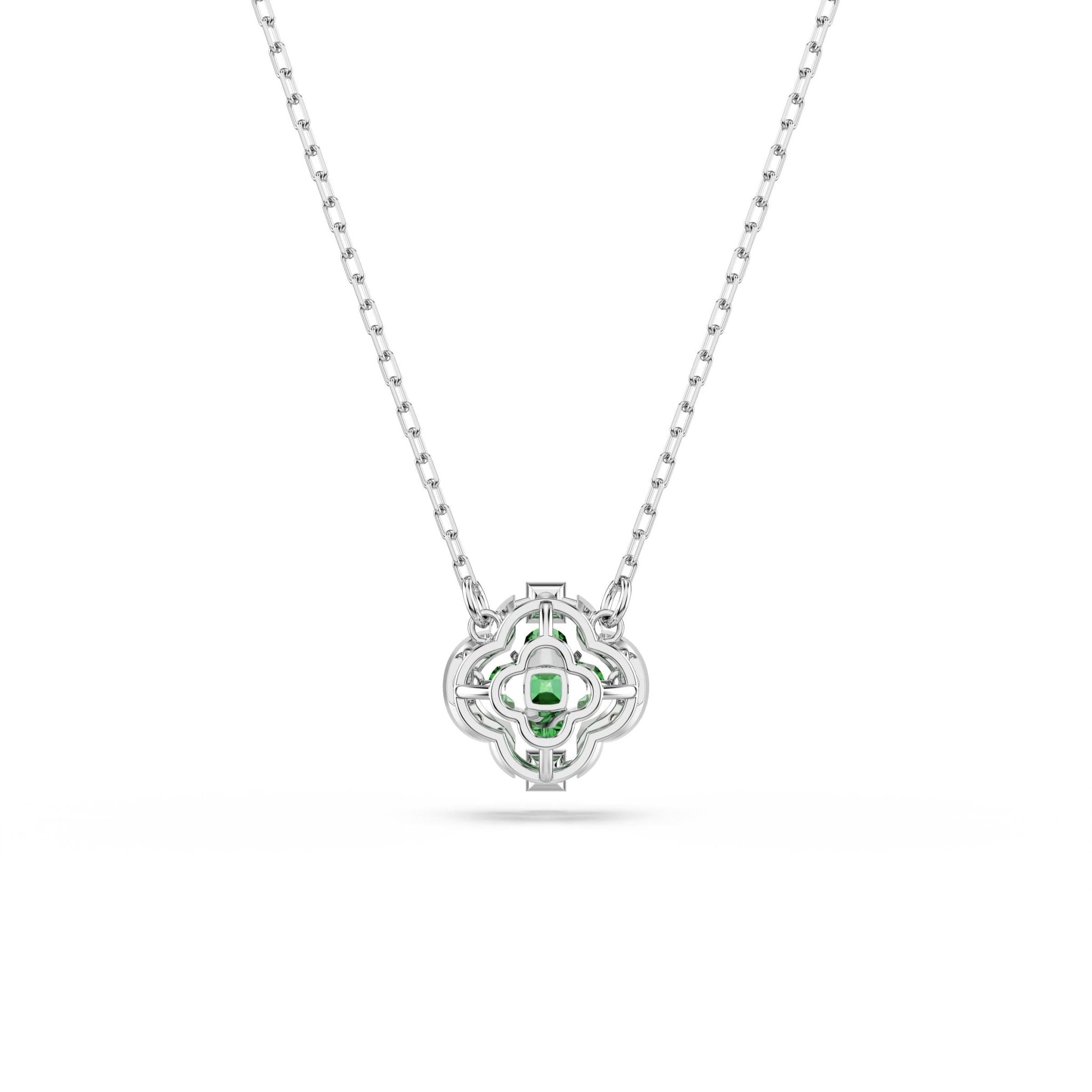 Una Angelic pendant, Mixed cuts, Green, Rhodium plated -Swarovski