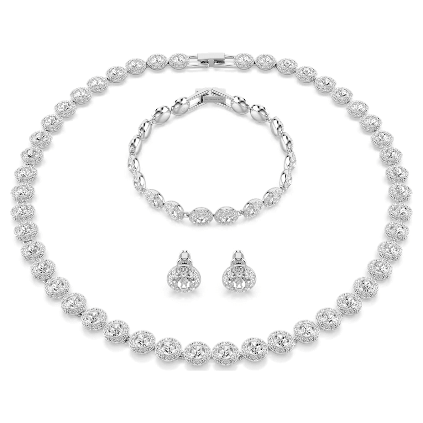 Una Angelic Set (3), Round cut, White, Rhodium plated -Swarovski