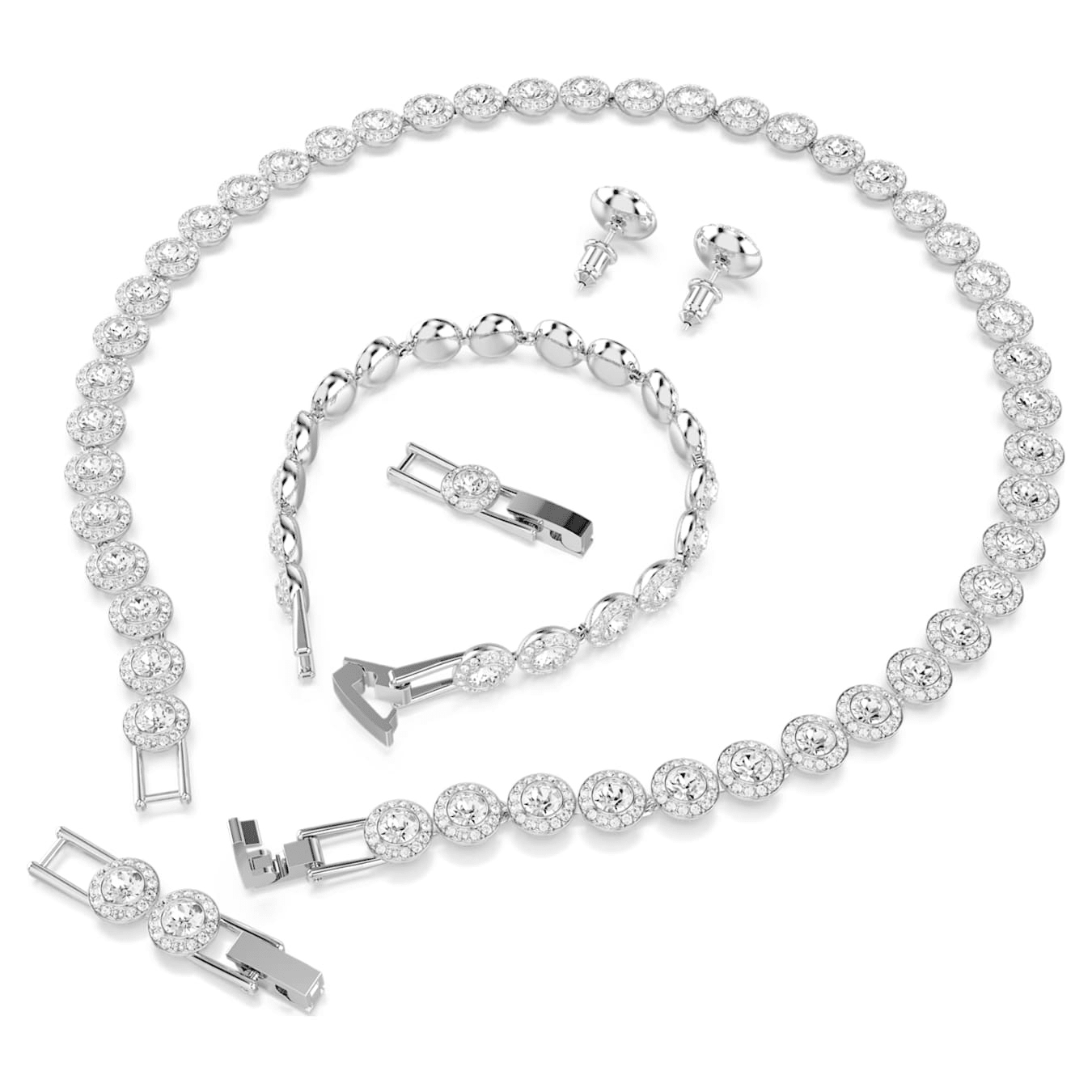 Una Angelic Set (3), Round cut, White, Rhodium plated -Swarovski