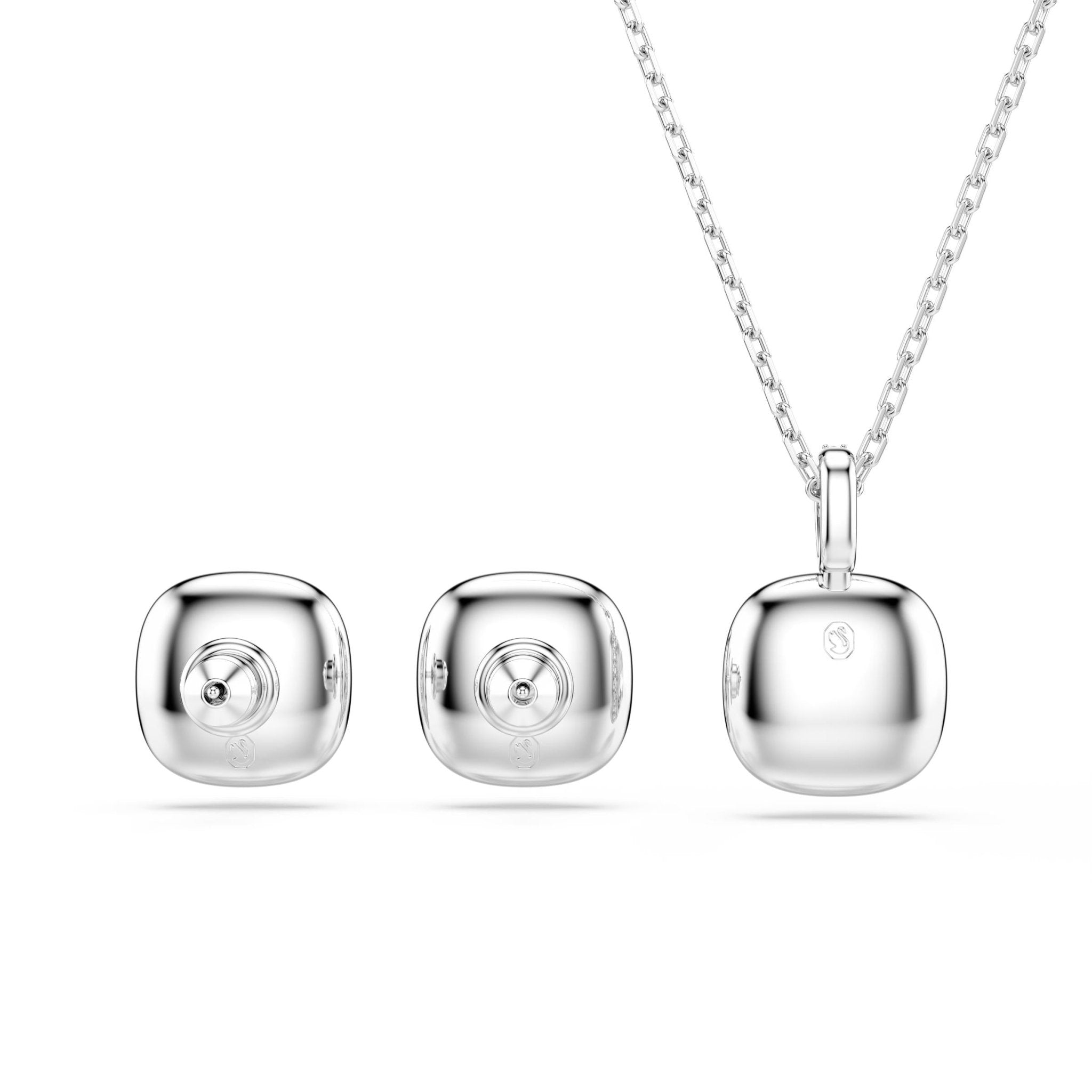 Una Angelic set, Cushion cut, White, Rhodium plated -Swarovski