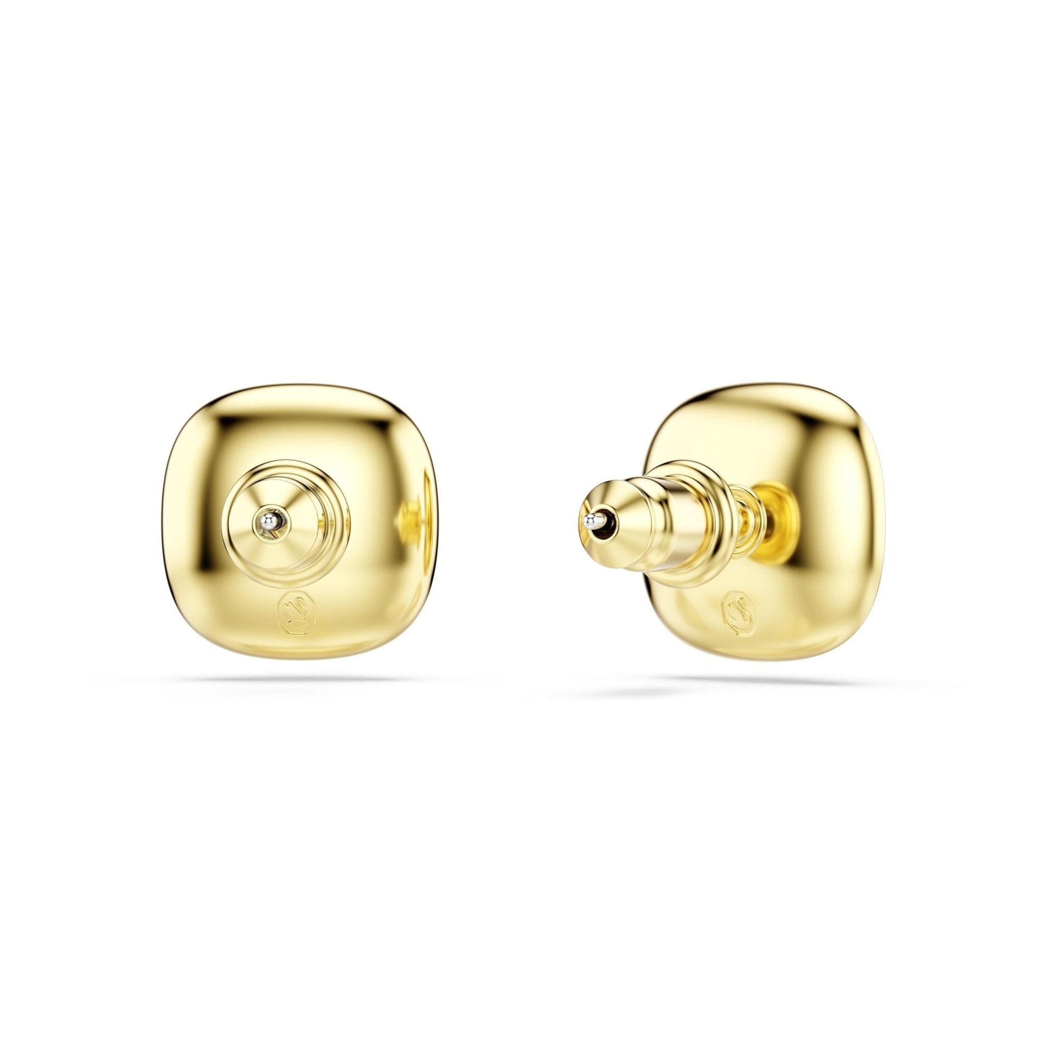 Una Angelic stud earrings, Cushion cut, White, 18K gold finish -Swarovski
