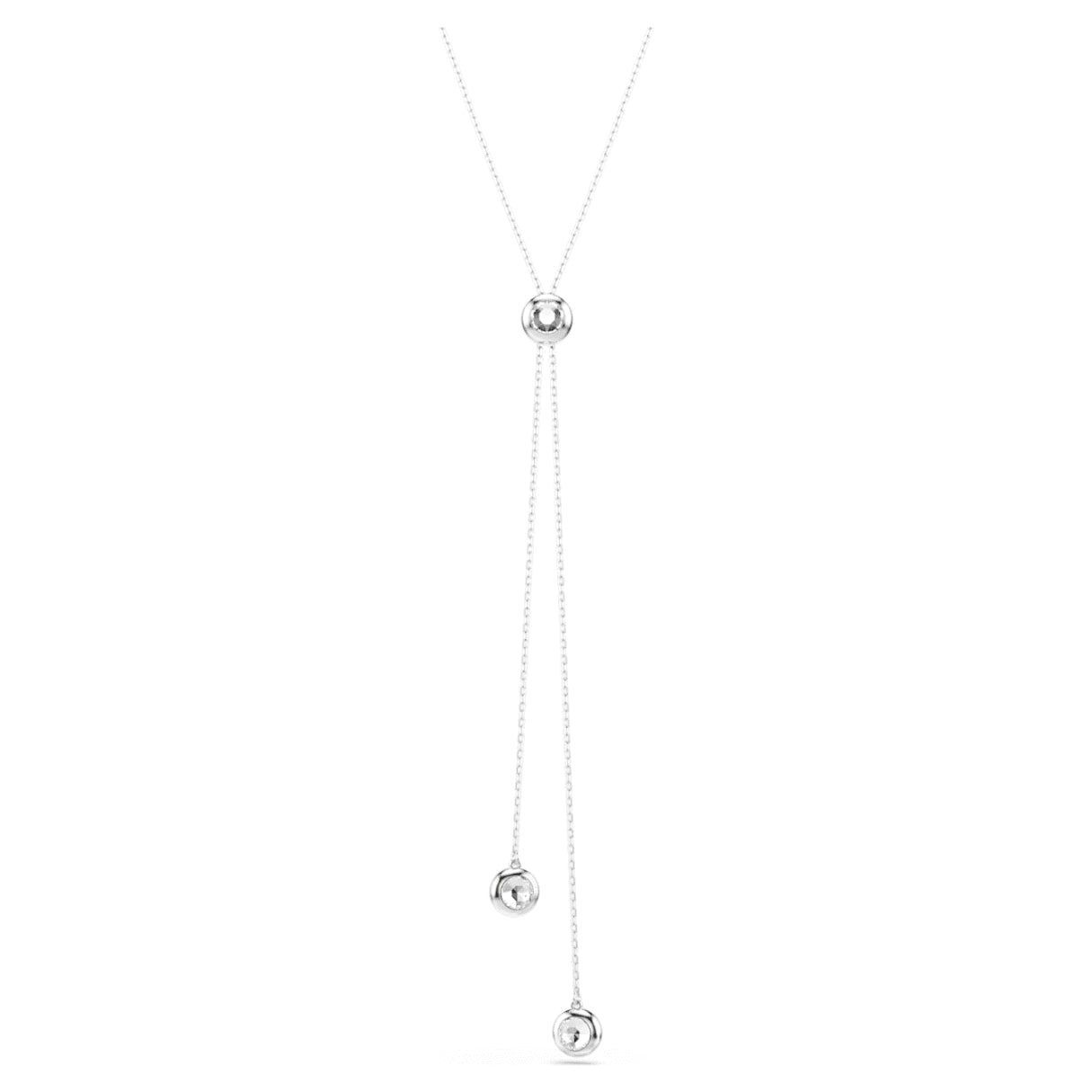 Una Angelic Y pendant Round cut, White, Rhodium plated -Swarovski