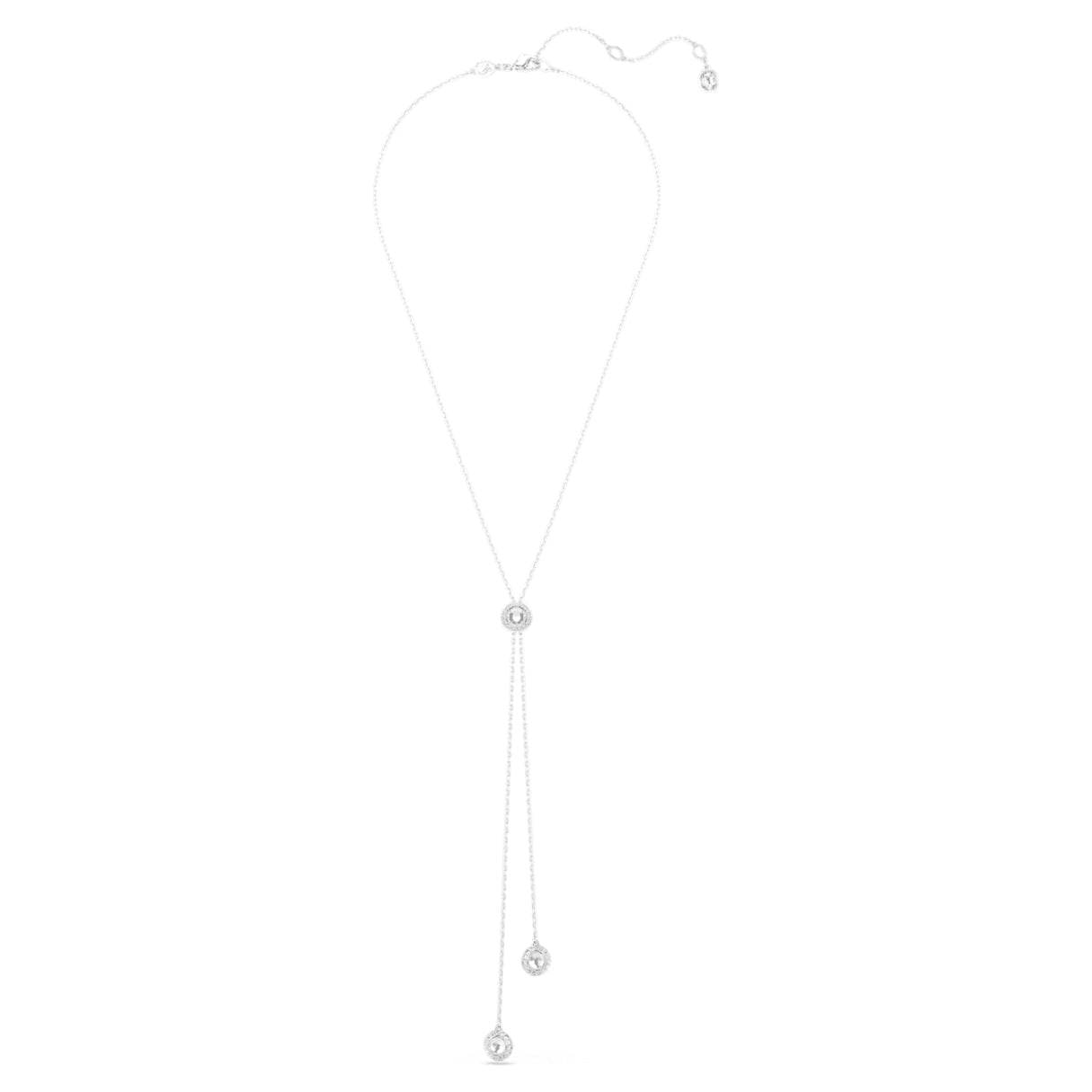 Una Angelic Y pendant Round cut, White, Rhodium plated -Swarovski