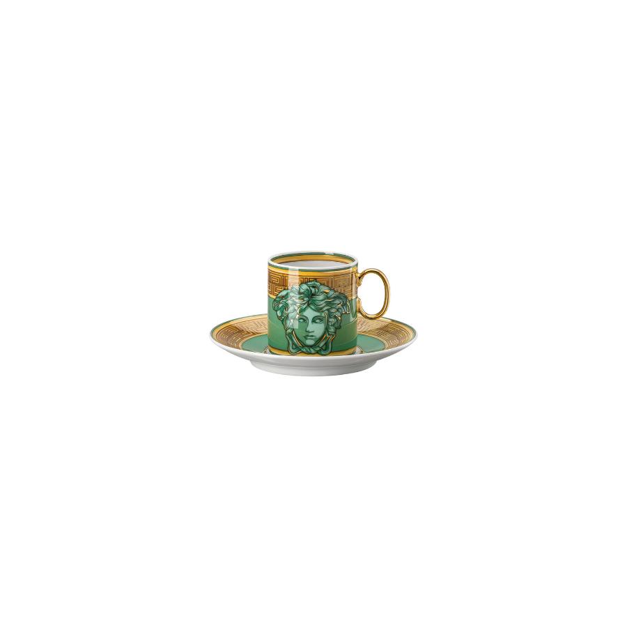 Versace Espresso Cup & Saucer Medusa Amplified Green Coin -Versace