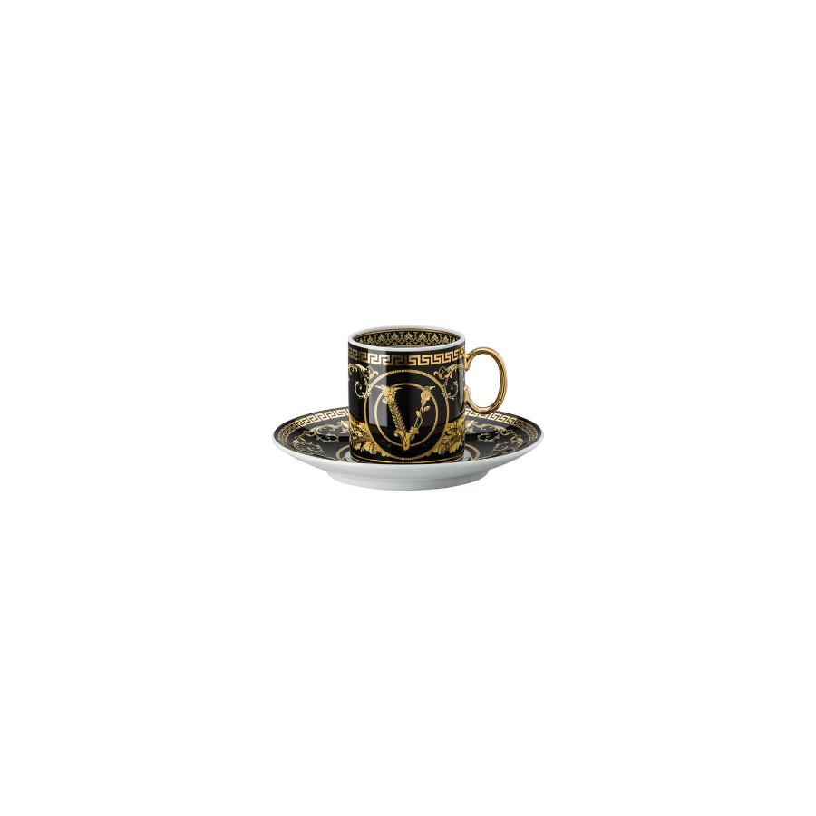 Versace Espresso Cup & Saucer Virtus Gala Black -Versace