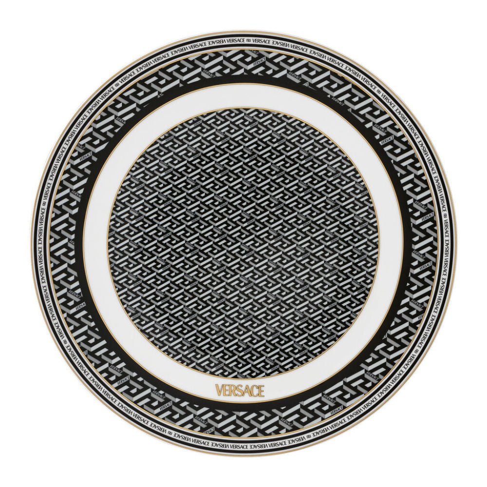 Versace Service Plate La Greca Signature Black 33cm -Versace