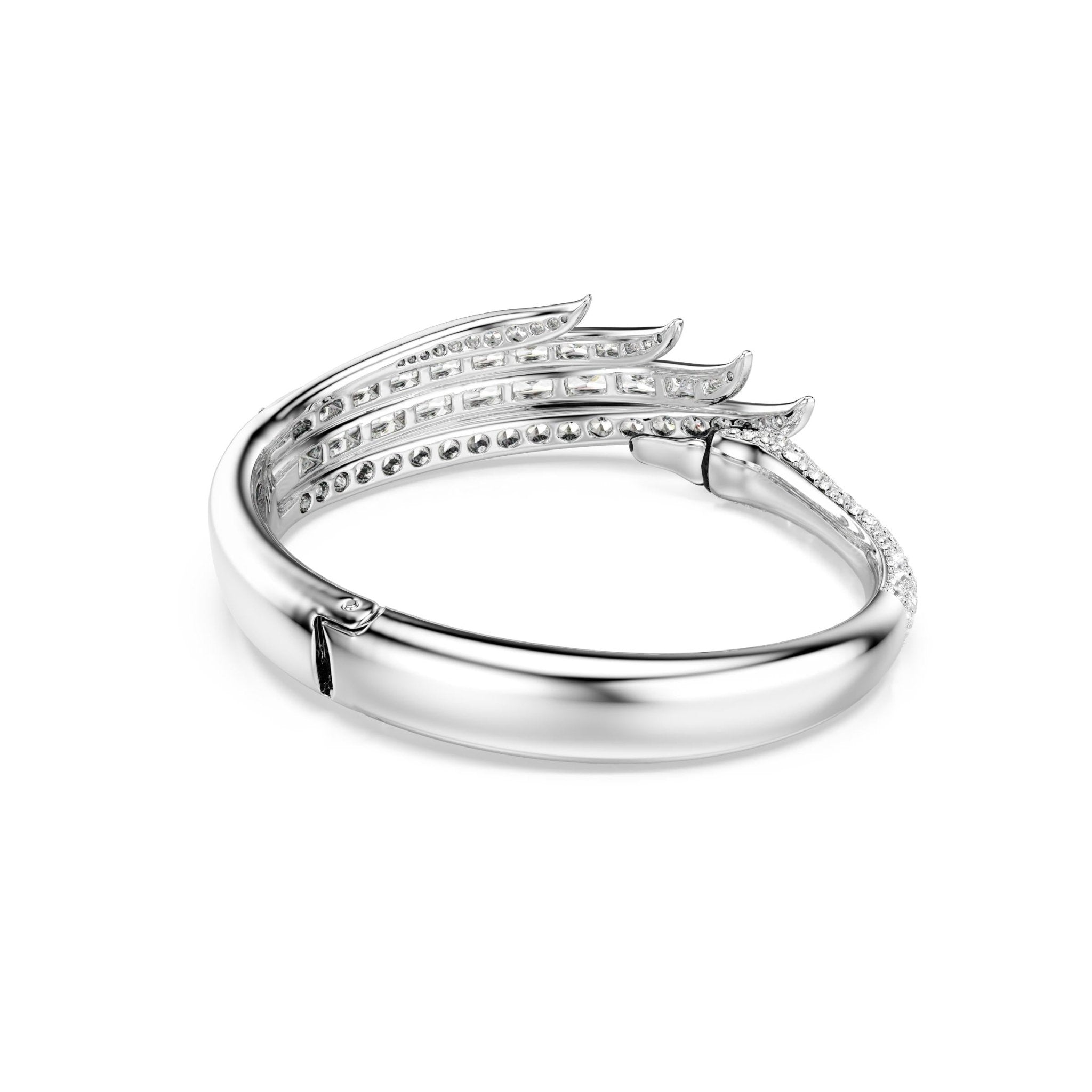 Vienna bangle, Mixed cuts, Swan, White, Rhodium plated -Swarovski