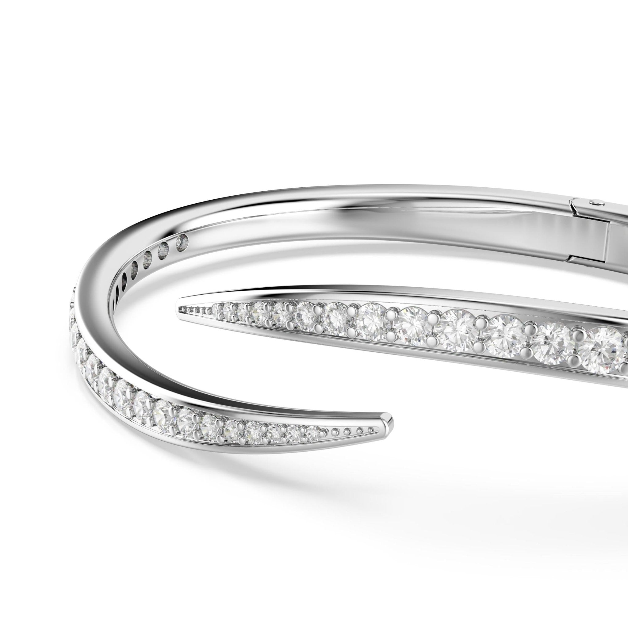 Vienna bangle, Round cut, Swan, White, Rhodium plated -Swarovski