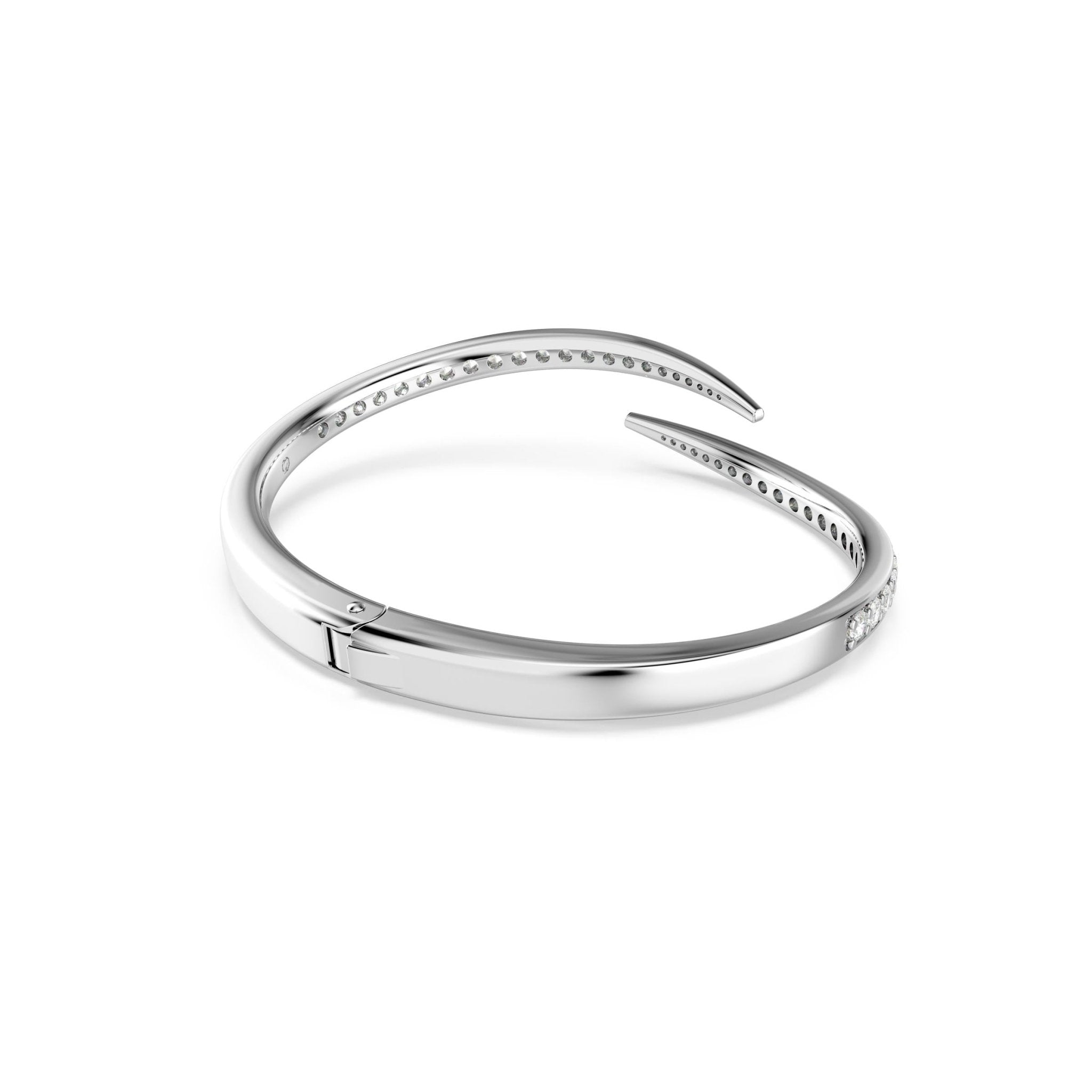 Vienna bangle, Round cut, Swan, White, Rhodium plated -Swarovski