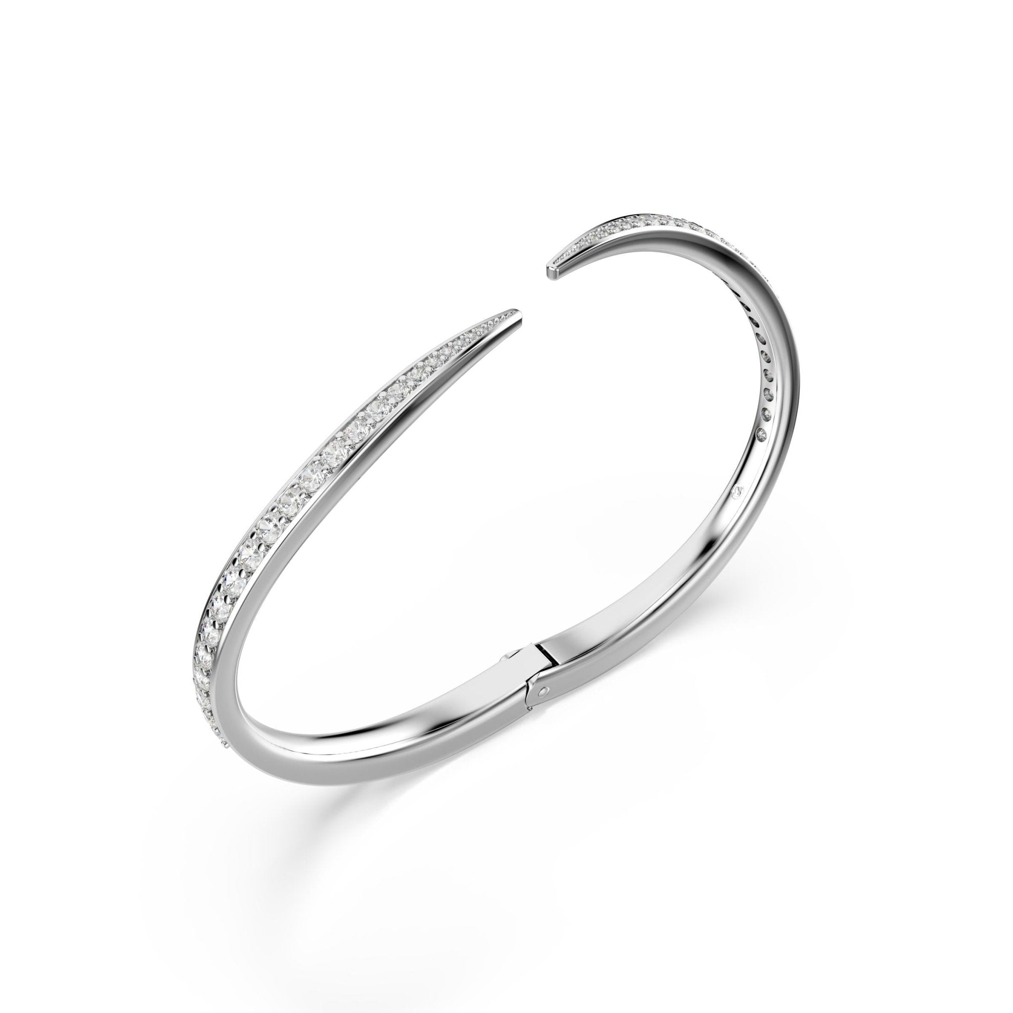 Vienna bangle, Round cut, Swan, White, Rhodium plated -Swarovski