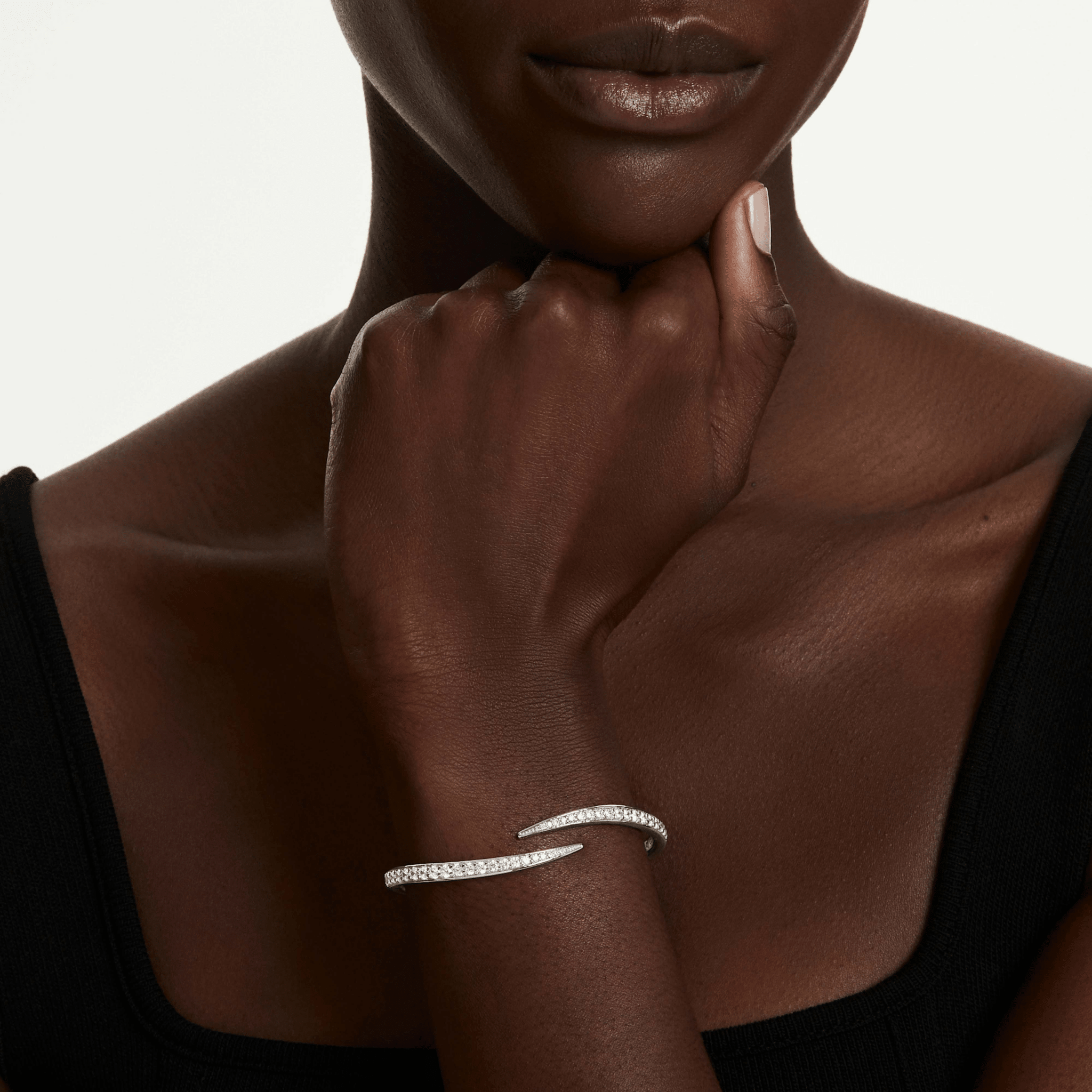 Vienna bangle, Round cut, Swan, White, Rhodium plated -Swarovski