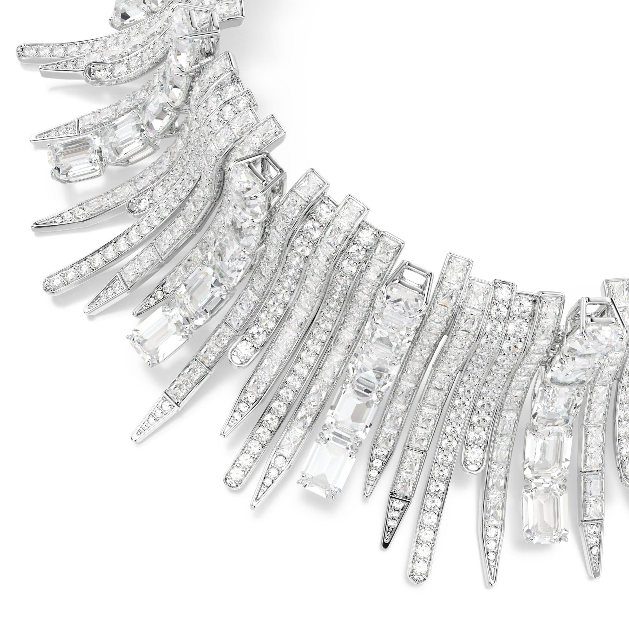 Vienna choker, Mixed cuts, White, Rhodium plated -Swarovski