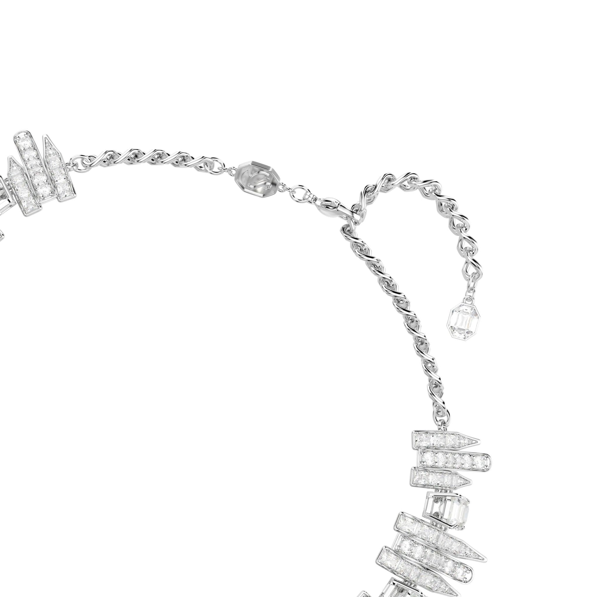 Vienna choker, Mixed cuts, White, Rhodium plated -Swarovski