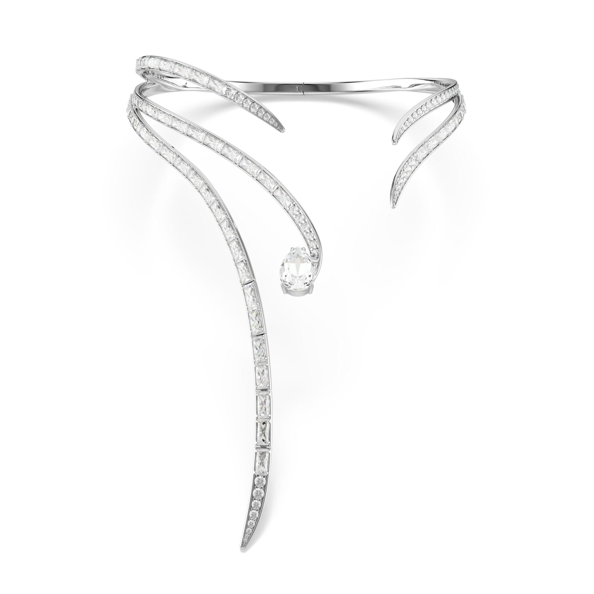 Vienna necklace, Mixed cuts, White, Rhodium plated -Swarovski