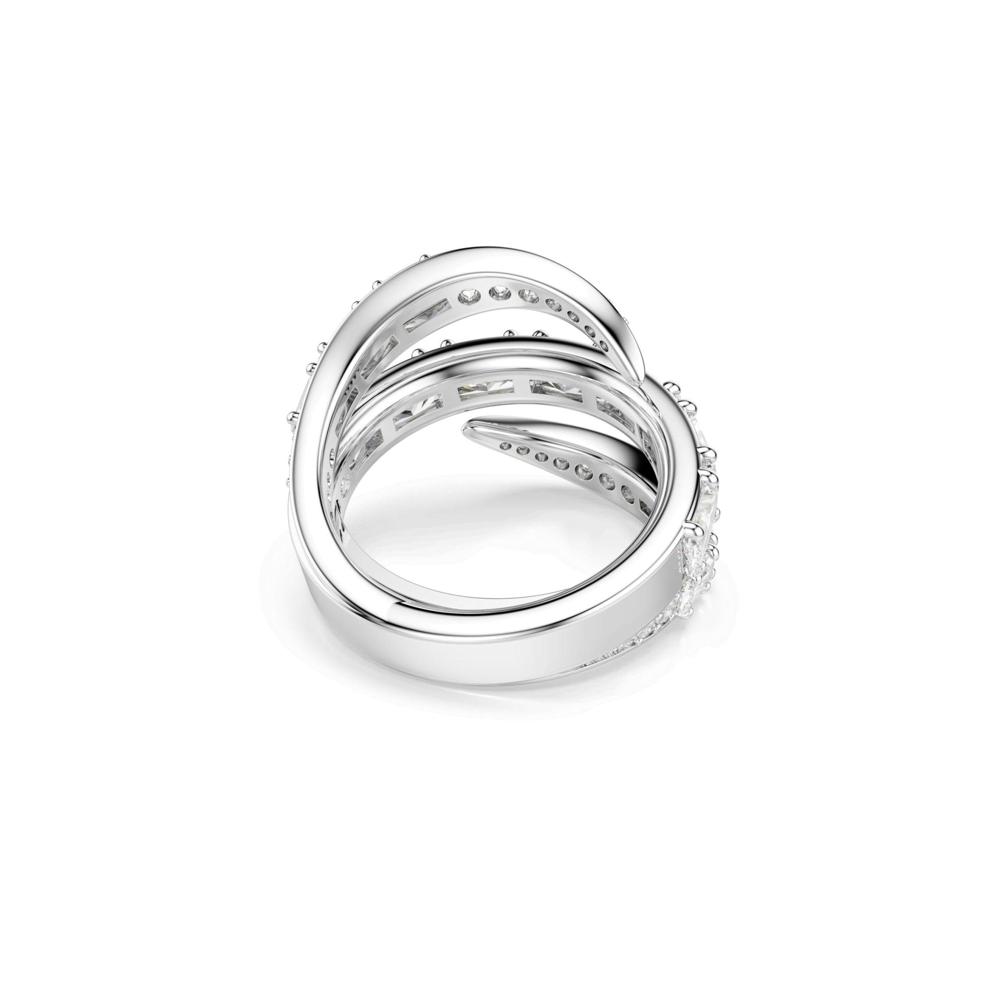 Vienna ring, Mixed cuts, Swan, White, Rhodium plated -Swarovski