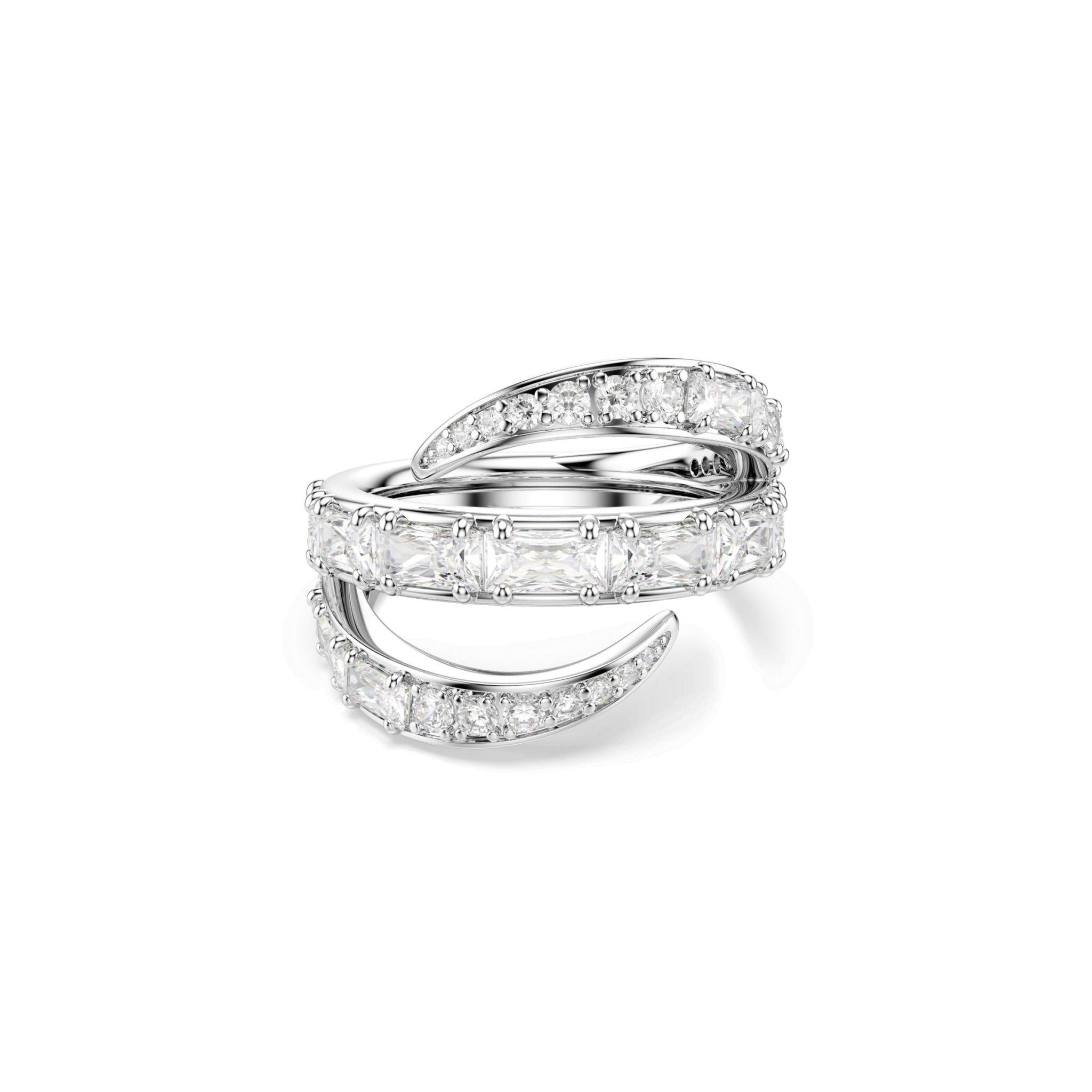 Vienna ring, Mixed cuts, Swan, White, Rhodium plated -Swarovski