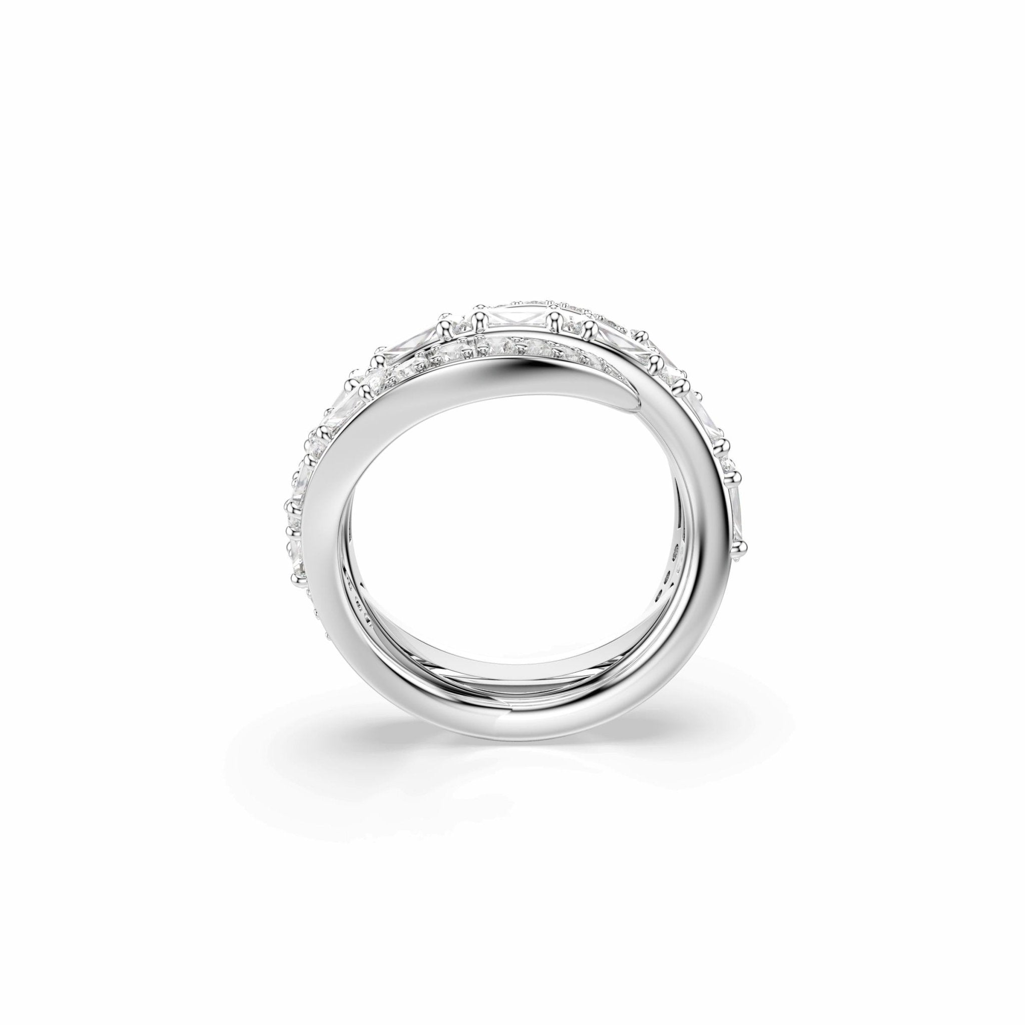 Vienna ring, Mixed cuts, Swan, White, Rhodium plated -Swarovski
