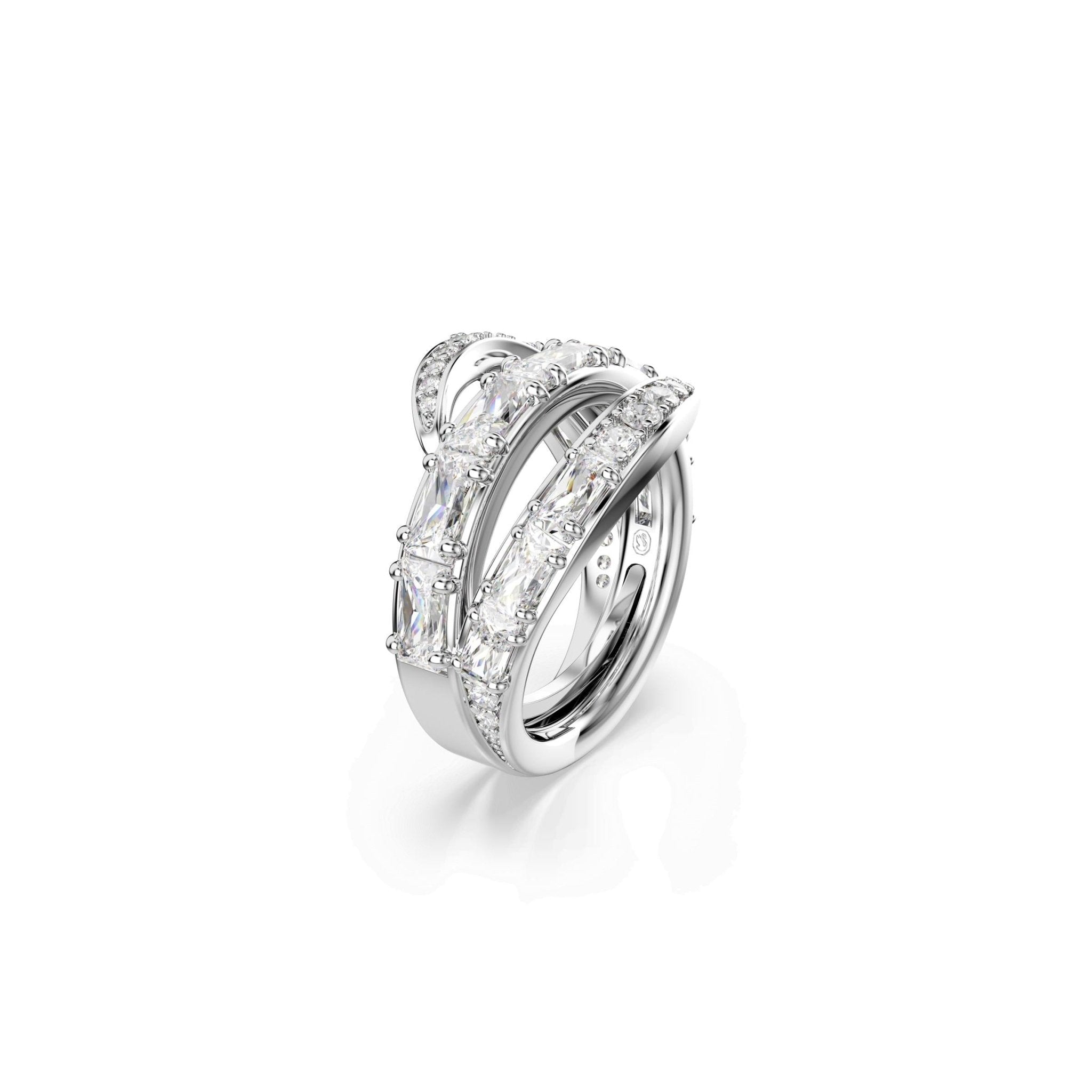 Vienna ring, Mixed cuts, Swan, White, Rhodium plated -Swarovski